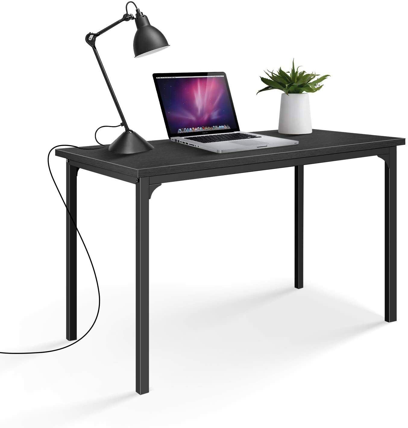 Simple Deluxe Modern Design, Simple Style Table Home Office Computer Desk for Working, Studying, Writing or Gaming, Black Doba as pic
